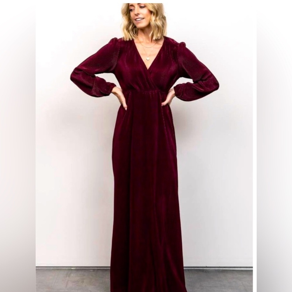 NWT- Baltic Born Venus Pleated Maxi Dress in Mulberry